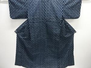 アンティーク　木綿本場久留米絣抽象模様単衣着物(重ね衿付)